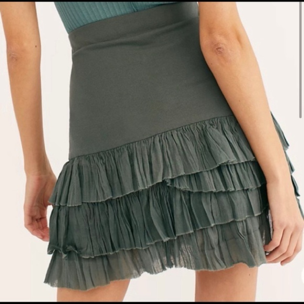 FP One Maura Ruffle Mini Skirt | Black | Size Small